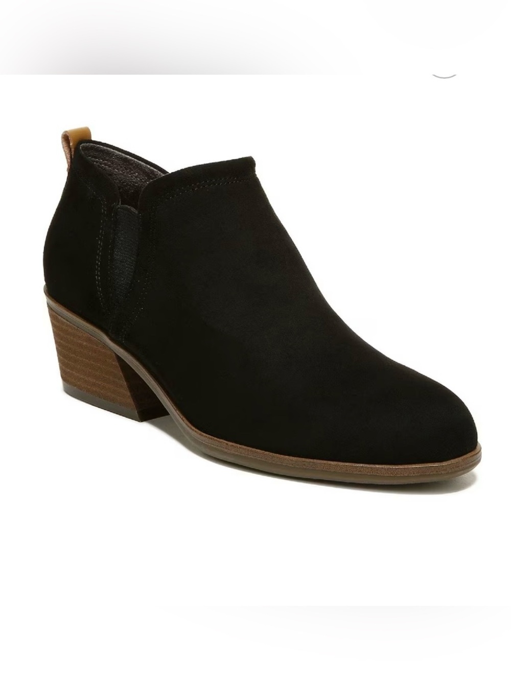 Dr. Scholl’s Laurel Black Faux Suede Ankle Booties Size 6.5 Block Heel